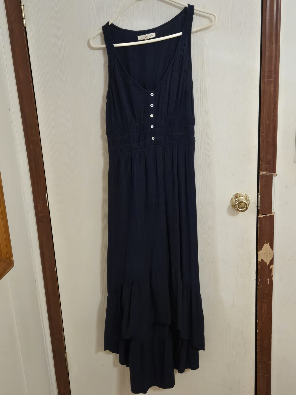 Rewind Navy Button-Front Sleeveless Maxi Dress